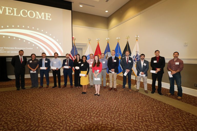 student veterans with scholarships